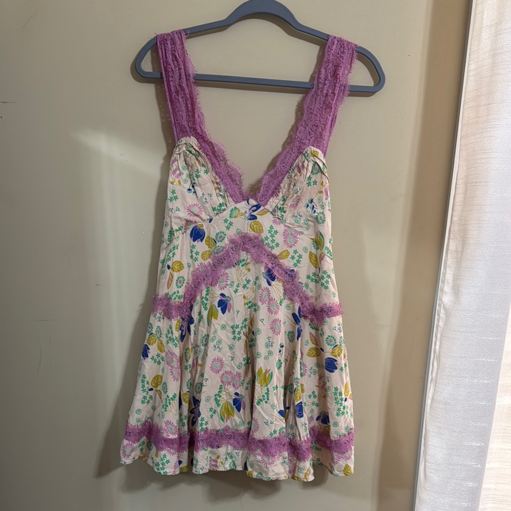 Urban Outfitters Floral Mini Dress with Purple Accents